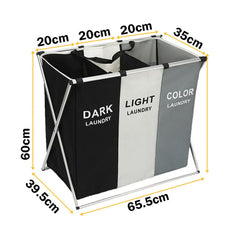 Košara za perilo s tremi prekati