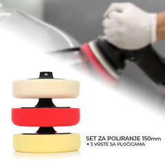 Kraft polirni set 150 mm 3 vrste s ploščicami