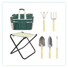 Zložljiv stol s torbo in kompletom vrtnega orodja