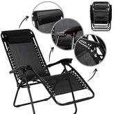 Zložljiv vrtni ležalnik - črn