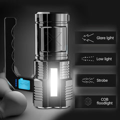 Taktična led svetilka 2v1 z baterijo za ponovno polnjenje