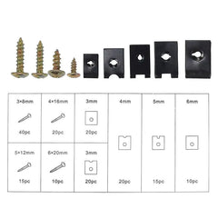 Univerzalni set U-tipa vijakov in sponk - 170 kosov