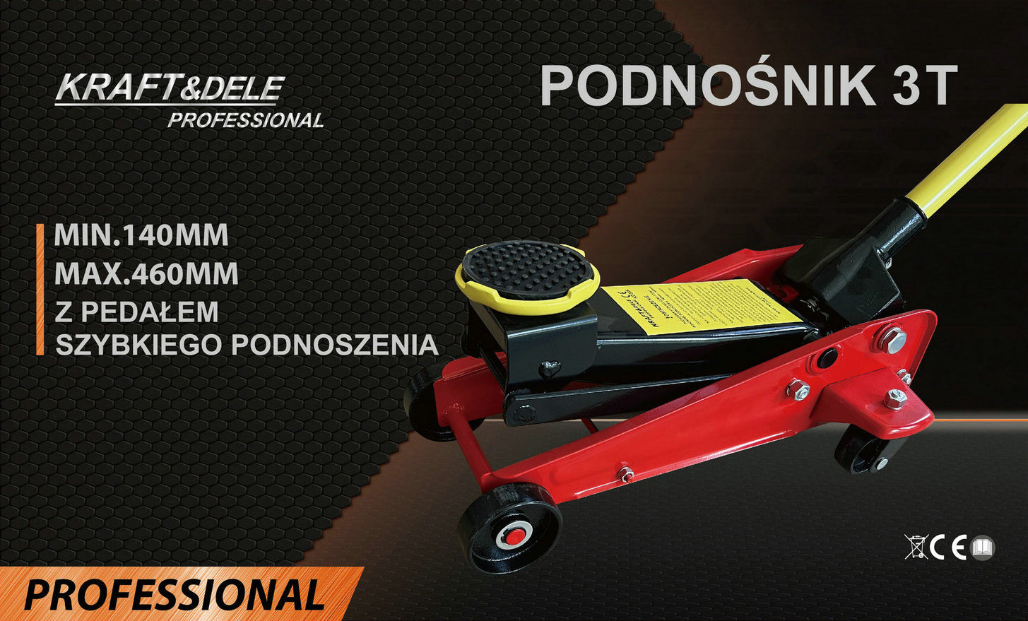 Niskoprofilna hidraulična dizalica za auto 3 t Kd386