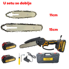 Trimax aku žaga 24V + 2 bateriji | 6 palcev (16 cm) + 4 palce (12 cm)
