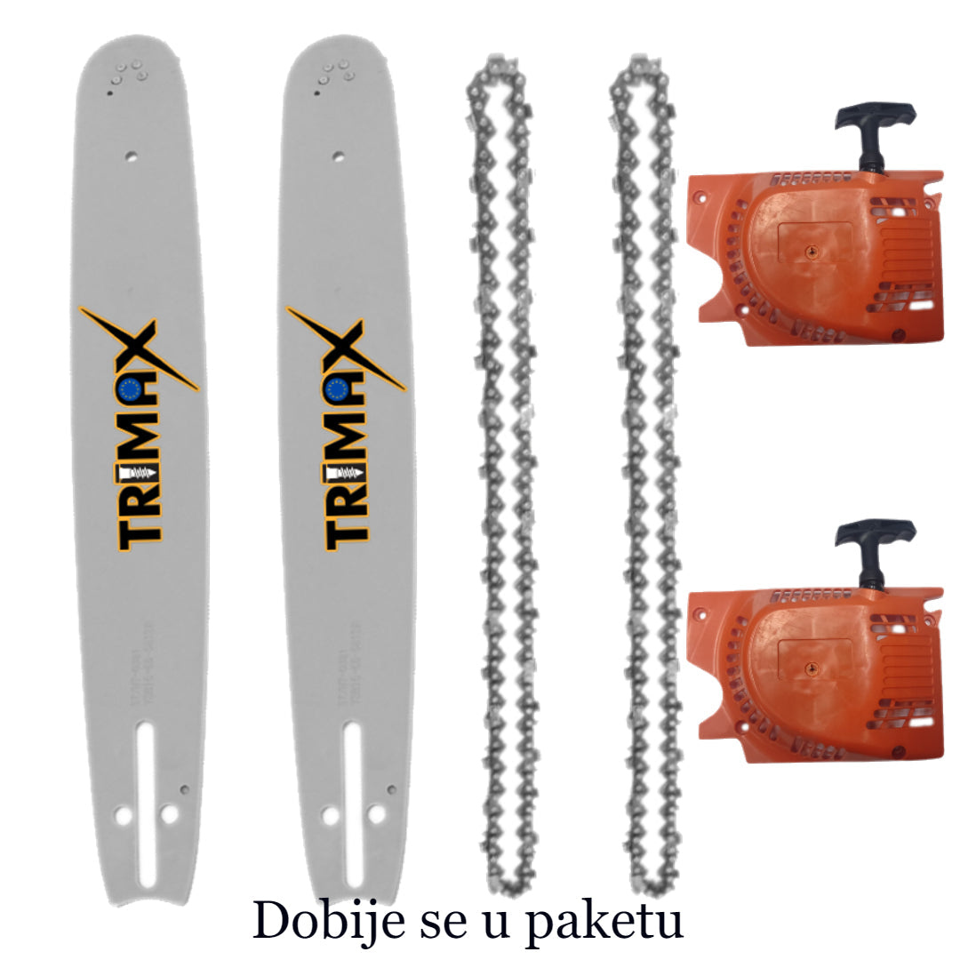 Motorna žaga Trimax močna 4,5KM z dvojno opremo