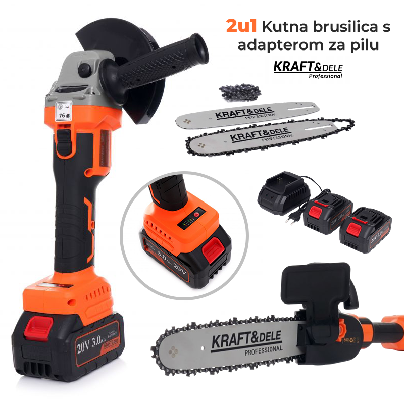 2v1 Kotni brusilnik z adapterjem za žago