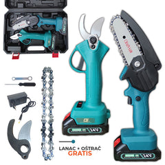 Set mini akumulatorska žaga + akumulatorske škarje 24v x 2 z dodatno opremo