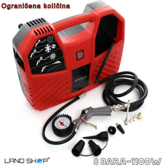 Mobilni brezoljni kompresor 1100 W -8BAR+ 9 dodatkov