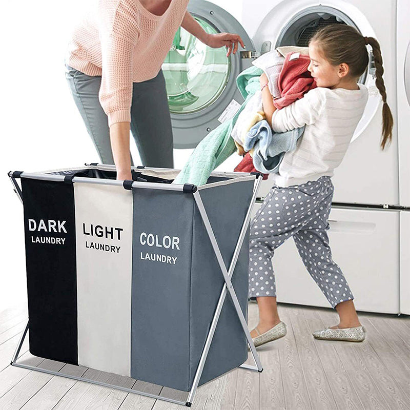 Košara za perilo s tremi prekati