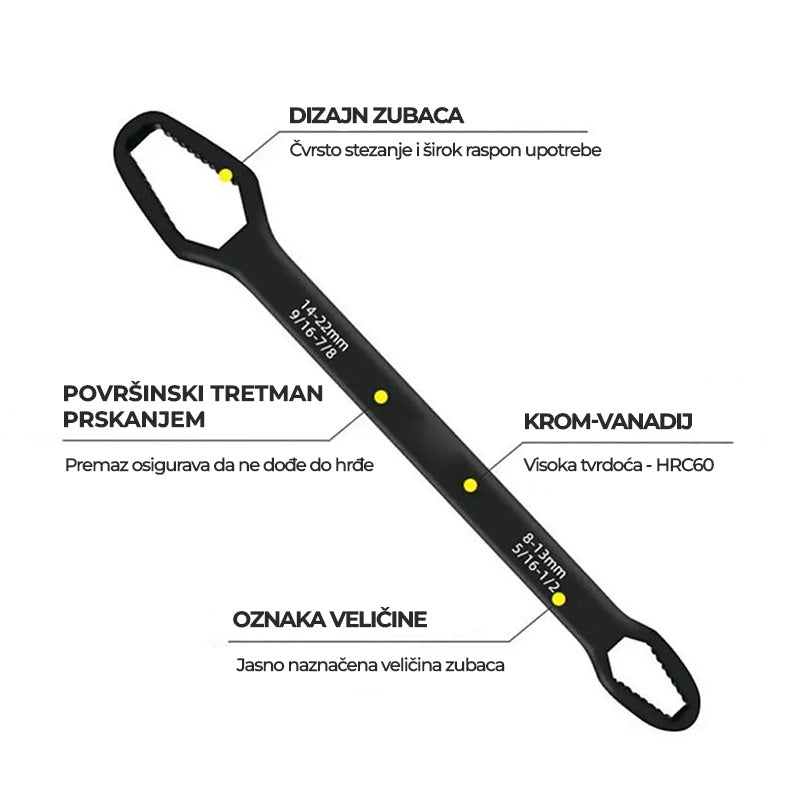 Torx ključ z dvojno glavo 8-22 mm