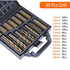Komplet 99 svedrov za kovino HSS-Titan razvrščenih 1,5-10 mm