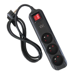 Podaljšek s 3 vtičnicami in 2 USB vhodoma