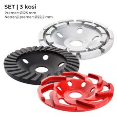 Set diamantnih brusnih diskov 125 mm | 3 kosi